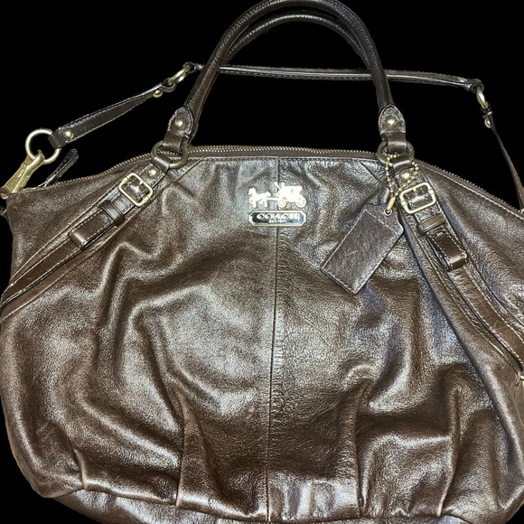 COACH Madison Sophia Chocolate Brown Hobo Purse with Bag cover - Picture 3 of 13